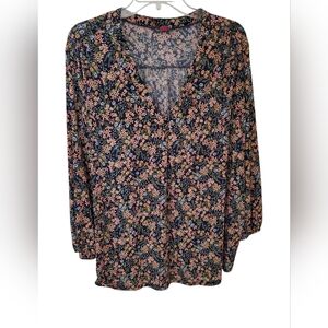 XXL Vince Camuto Navy Floral Pullover Blouse NWOT